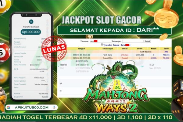 SLOT MAHJONG WAYS – APIKJITU 07 JUNI 2025